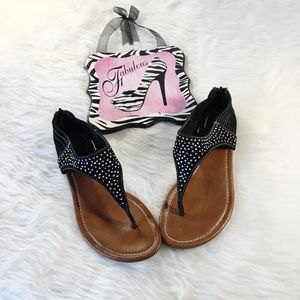 Kali Footwear Black Embellished Flat Thong Sandals